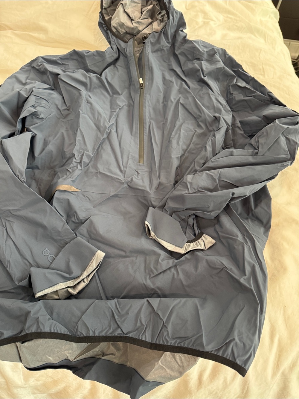 On Running Slate Blue Hooded Waterproof Pullover Jacket